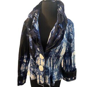 Design Todays Ladies Blue White Wired Ruffled Fashion Jacket - Size XL